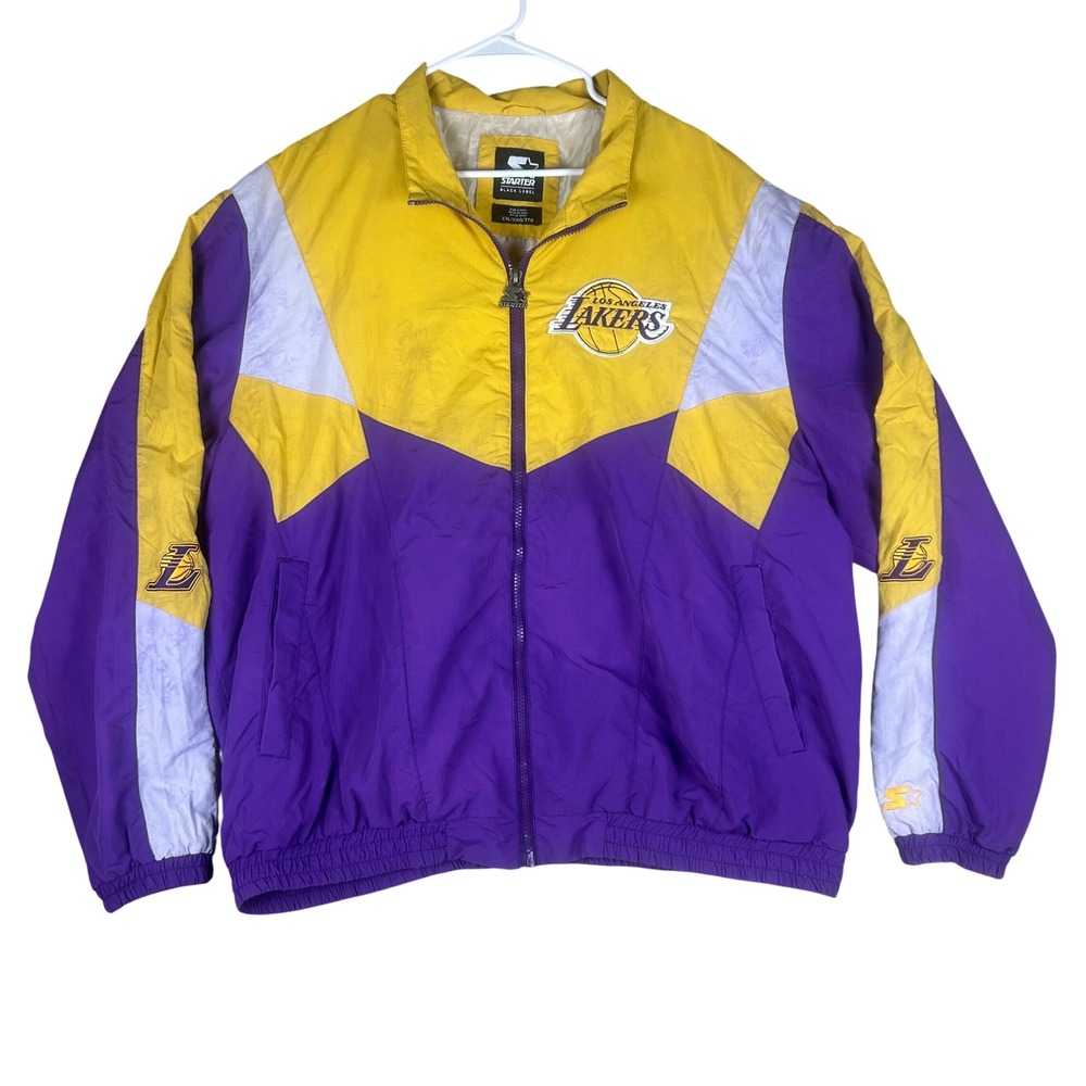 Starter Black Label Los Angeles Lakers Windbreaker Jacket Mens XXL Purple Gold